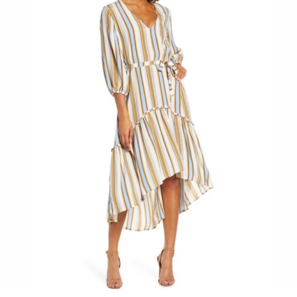 Faithfull The Brand Matilda Stripe Peasant Dress Size 10